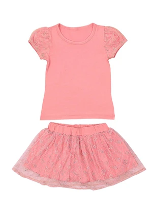 Soft Bonni - Conjunto Blusa e Short Saia  Rosa - SOFT BONNI