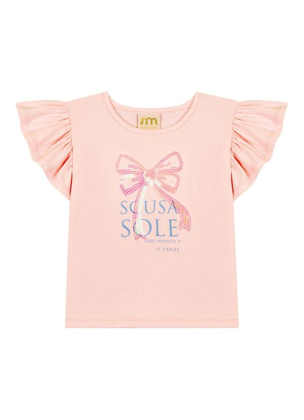 Milli e Nina - Conjunto Blusa e Short Saia Tecido Plano Rosa 2