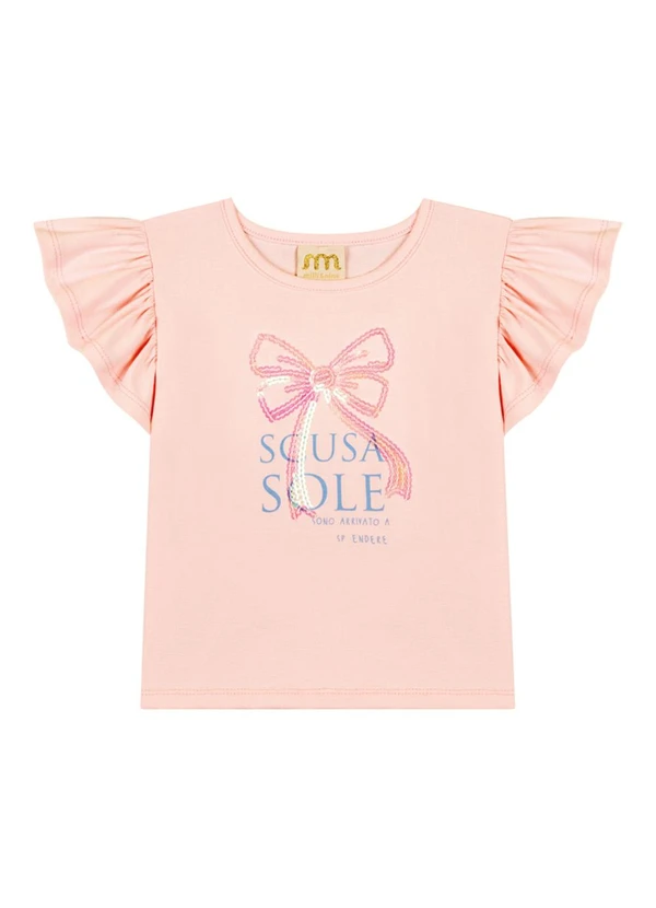 Milli e Nina - Conjunto Blusa e Short Saia Tecido Plano Rosa 2