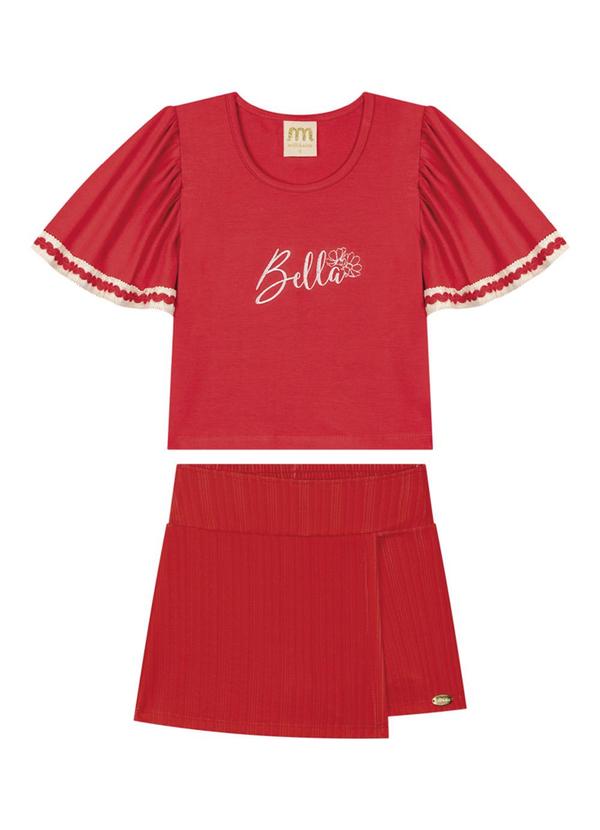 Milli e Nina - Conjunto Blusa e Short/ Saia Vermelho 3