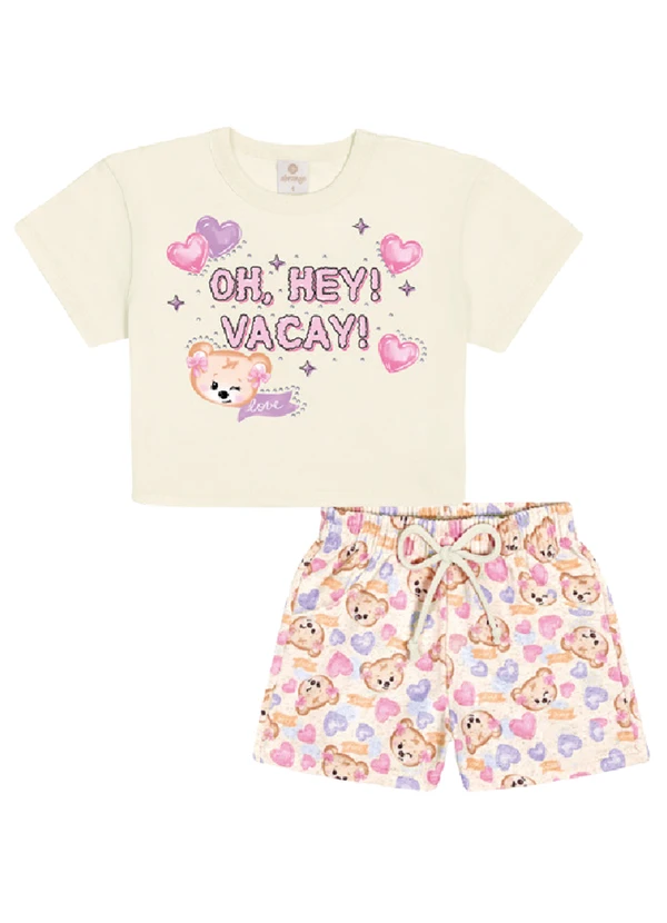 Abrange - Conjunto Blusa e Short Ursinho Multicores 1