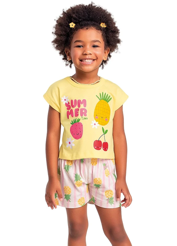 Fakini Kids - Conjunto Blusa e Shorts Amarelo