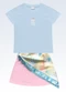 Fakini Kids - Conjunto Blusa e Shorts Saia Bege - variação: Azul