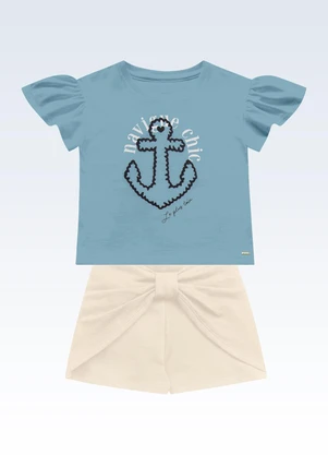 Fakini Kids - Conjunto Blusa e Shorts Azul - FAKINI KIDS