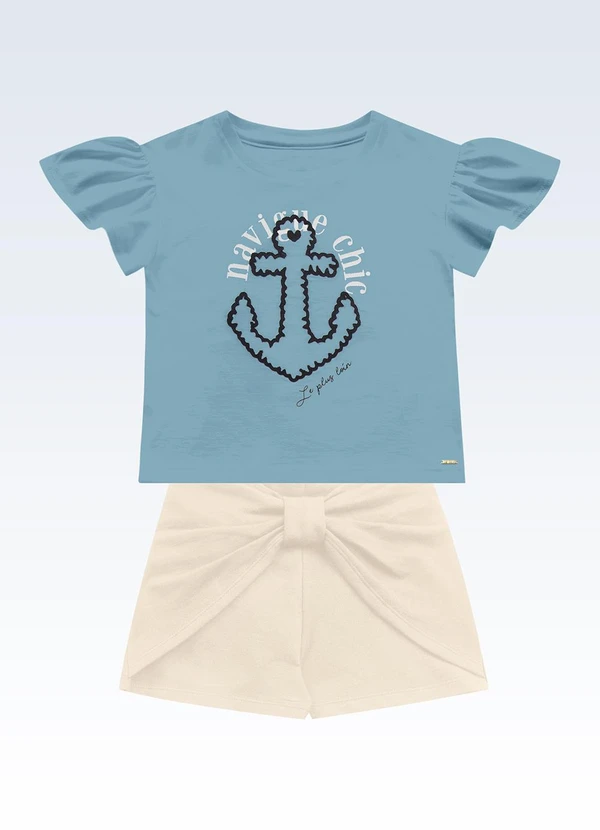 Fakini Kids - Conjunto Blusa e Shorts Azul
