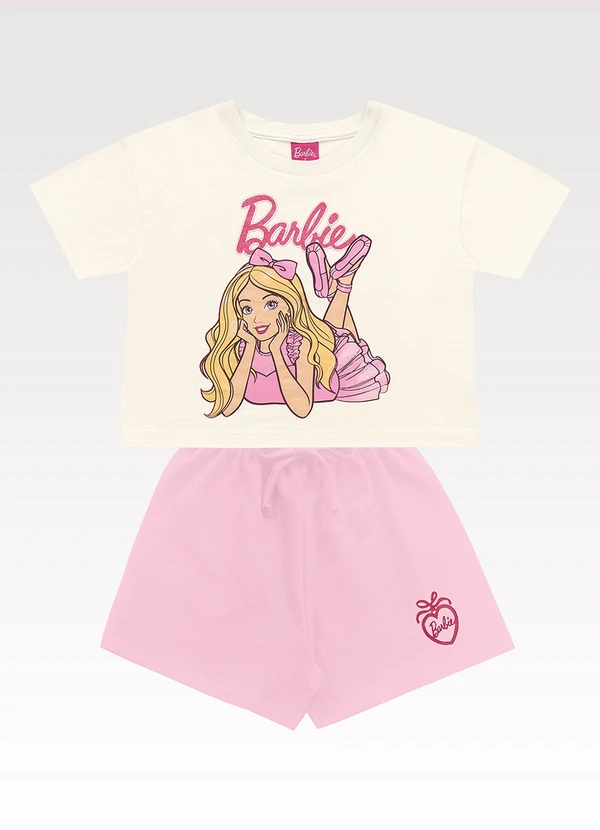 Fakini Kids - Conjunto Blusa e Shorts Barbie Bege