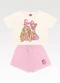 Fakini Kids - Conjunto Blusa e Shorts Barbie Bege - variação: Bege