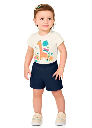 Marlan - Conjunto Blusa e Shorts Bebê com Glitter Azul - MARLAN
