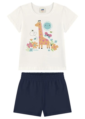 Marlan - Conjunto Blusa e Shorts Bebê com Glitter Azul - MARLAN