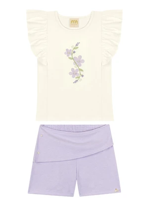 Milli e Nina - Conjunto Blusa e Shorts Bege - MILLI E NINA