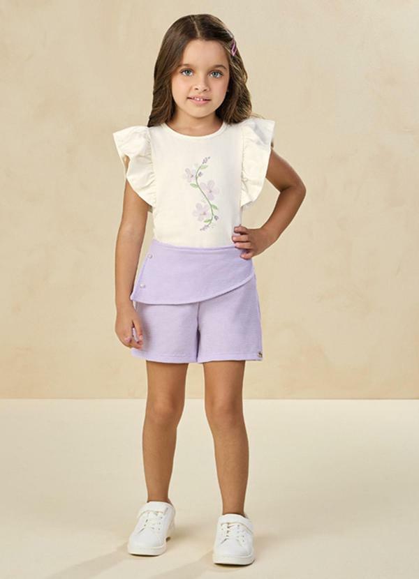 Milli e Nina - Conjunto Blusa e Shorts Bege