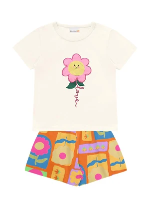 Fakini Kids - Conjunto Blusa e Shorts Bege - FAKINI KIDS