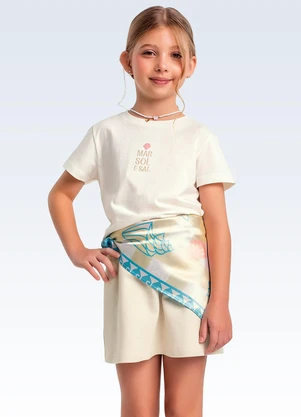 Fakini Kids - Conjunto Blusa e Shorts  Bege - FAKINI KIDS