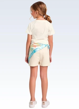Fakini Kids - Conjunto Blusa e Shorts  Bege - FAKINI KIDS