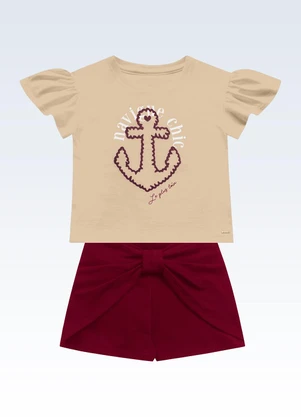 Fakini Kids - Conjunto Blusa e Shorts Bege - FAKINI KIDS