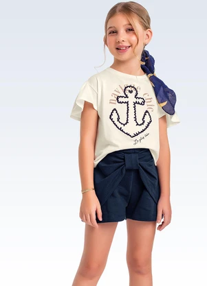 Fakini Kids - Conjunto Blusa e Shorts Bege - FAKINI KIDS