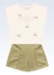 Fakini Kids - Conjunto Blusa e Shorts Bege - variação: Bege