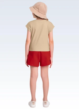Fakini Kids - Conjunto Blusa e Shorts Bege - FAKINI KIDS