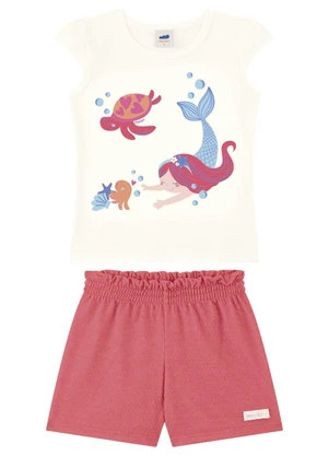 Marlan - Conjunto Blusa e Shorts Bordado Bege - MARLAN