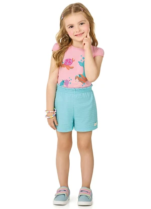 Marlan - Conjunto Blusa e Shorts Bordado Rosa - MARLAN