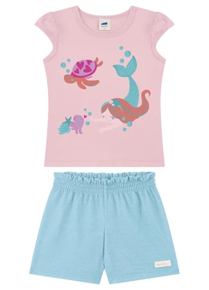 Marlan - Conjunto Blusa e Shorts Bordado Rosa - MARLAN