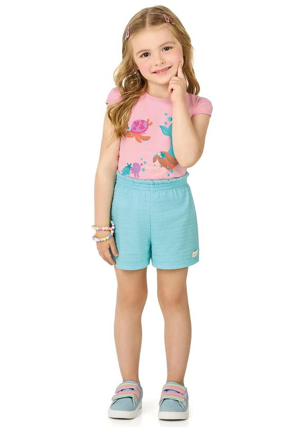 Marlan - Conjunto Blusa e Shorts Bordado Rosa