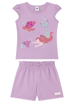 Marlan - Conjunto Blusa e Shorts Bordado Roxo - MARLAN