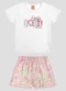 Kely Kety - Conjunto Blusa e Shorts Verde - variação: Branco