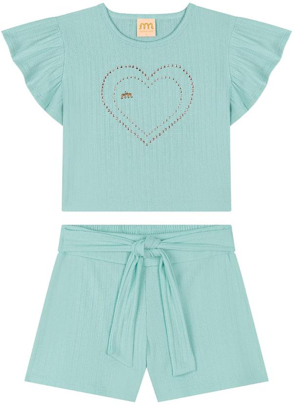 Milli e Nina - Conjunto Blusa e Shorts Canelado Azul