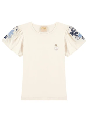 Milli e Nina - Conjunto Blusa e Shorts com Barbicacho Bege - MILLI E NINA