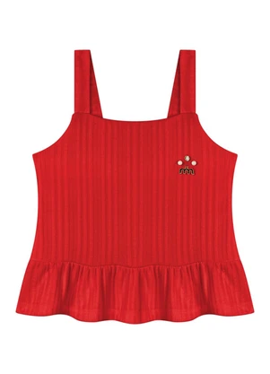 Milli e Nina - Conjunto Blusa e Shorts com Elastano Vermelho - MILLI E NINA