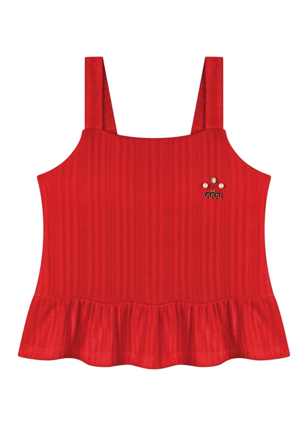 Milli e Nina - Conjunto Blusa e Shorts com Elastano Vermelho 2