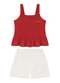 Milli e Nina - Conjunto Blusa e Shorts com Elastano Bege - variação: Vermelho