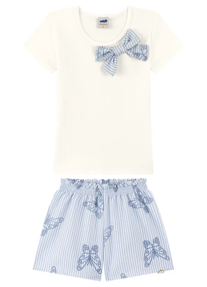 Marlan - Conjunto Blusa e Shorts com Laço Bege - MARLAN