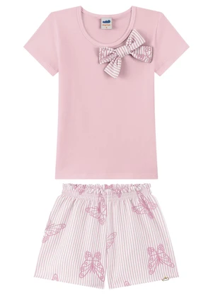 Marlan - Conjunto Blusa e Shorts com Laço Rosa - MARLAN