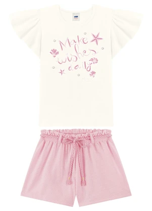 Marlan - Conjunto Blusa e Shorts com Pérolas Bege - MARLAN