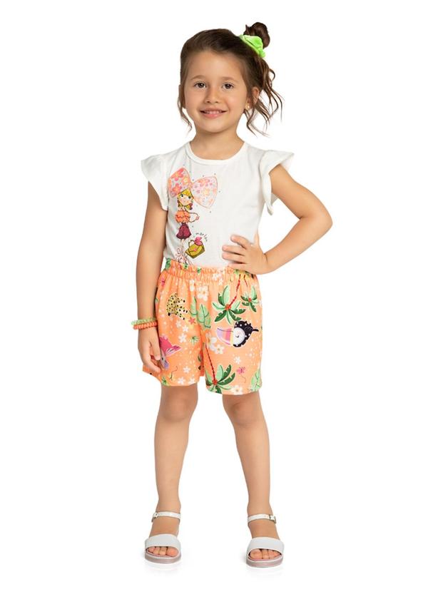 Marlan - Conjunto Blusa e Shorts Diversão Tropical Bege