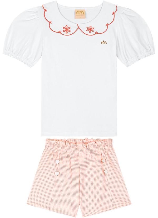 Milli e Nina - Conjunto Blusa e Shorts em Bee Honey Branco