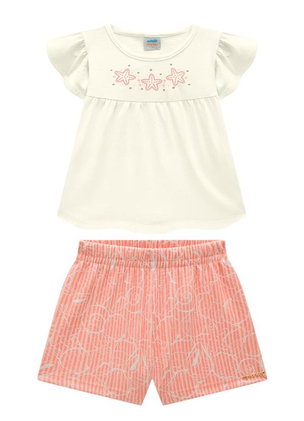 Marlan - Conjunto Blusa e Shorts em Canelado Navy Bege