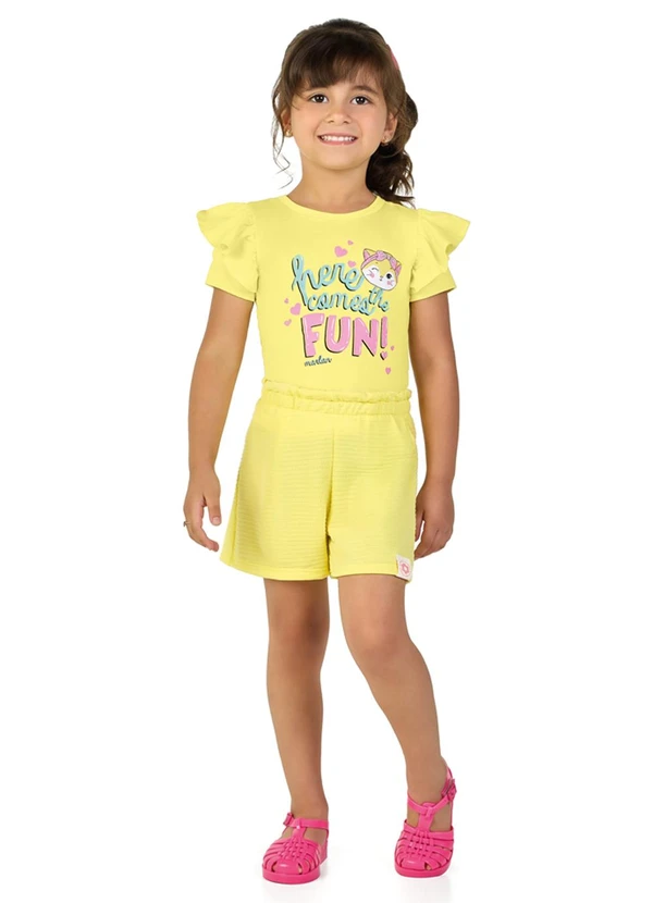 Marlan - Conjunto Blusa e Shorts em Cotton Amarelo