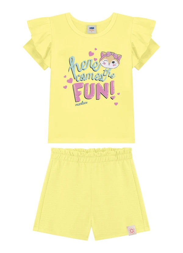 Marlan - Conjunto Blusa e Shorts em Cotton Amarelo 2