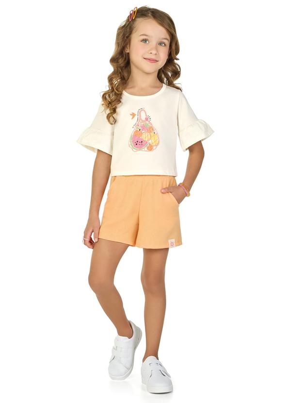 Marlan - Conjunto Blusa e Shorts em Cotton Bee Honey Bege
