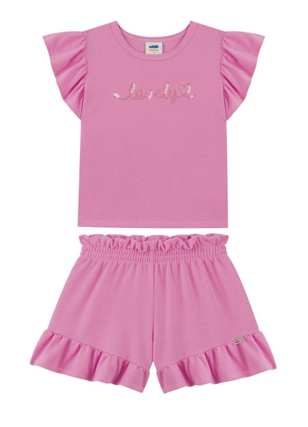 Marlan - Conjunto Blusa e Shorts em Cotton Bee Honey Rosa
