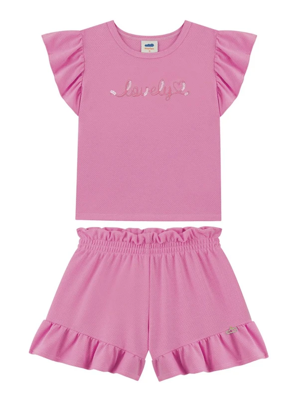 Marlan - Conjunto Blusa e Shorts em Cotton Bee Honey Rosa