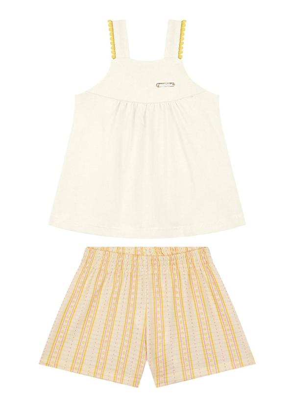 Marlan - Conjunto Blusa e Shorts em Cotton Bege