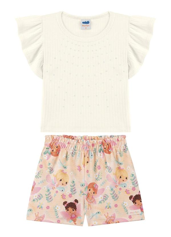 Marlan - Conjunto Blusa e Shorts em Cotton Bege
