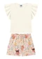 Marlan - Conjunto Blusa e Shorts em Cotton Rosa - variação: Bege