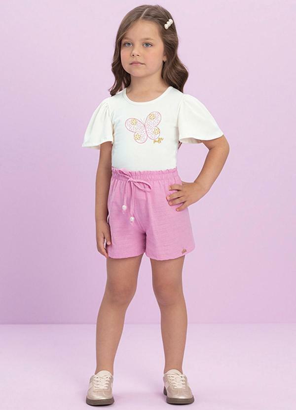 Milli e Nina - Conjunto Blusa e Shorts em Cotton Branco