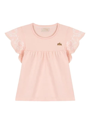 Milli e Nina - Conjunto Blusa e Shorts em Cotton Linho Rosa - MILLI E NINA