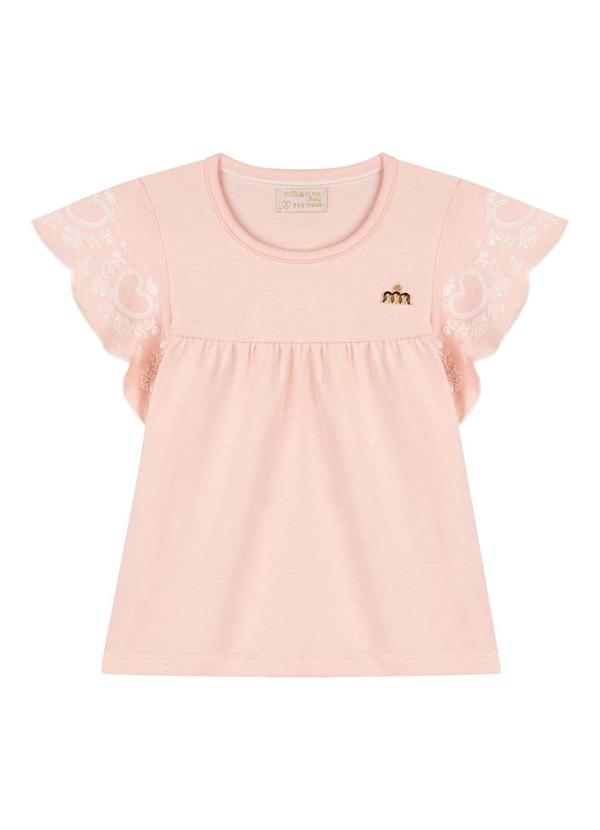 Milli e Nina - Conjunto Blusa e Shorts em Cotton Linho Rosa 2